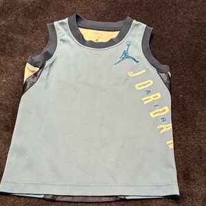 Jordan Light Blue Tank Top with Navy Trim and Yellow Accents